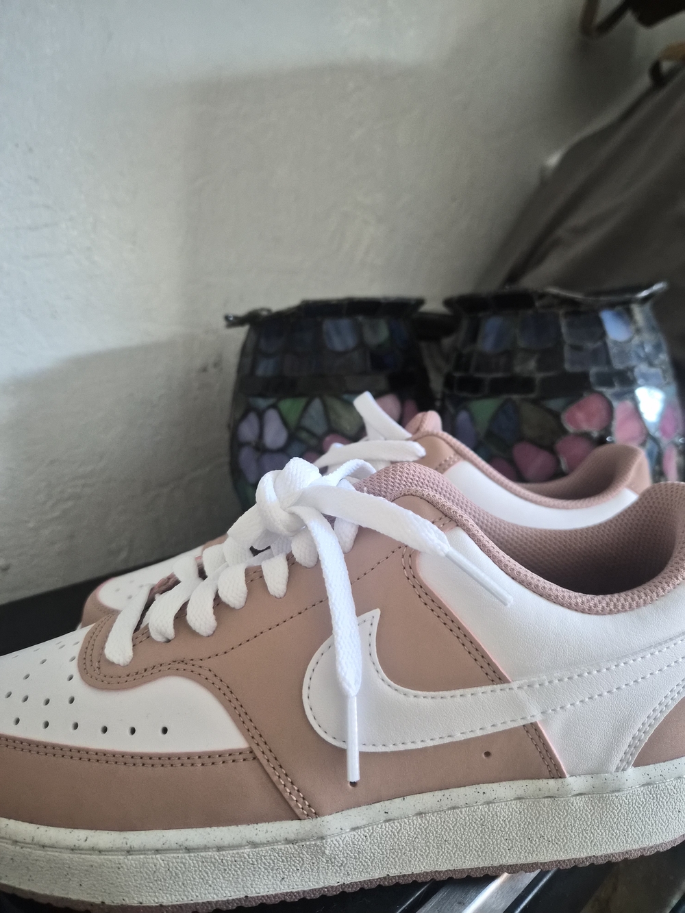 Nike Women's White and Blush Low-Top Athletic Sneakers
